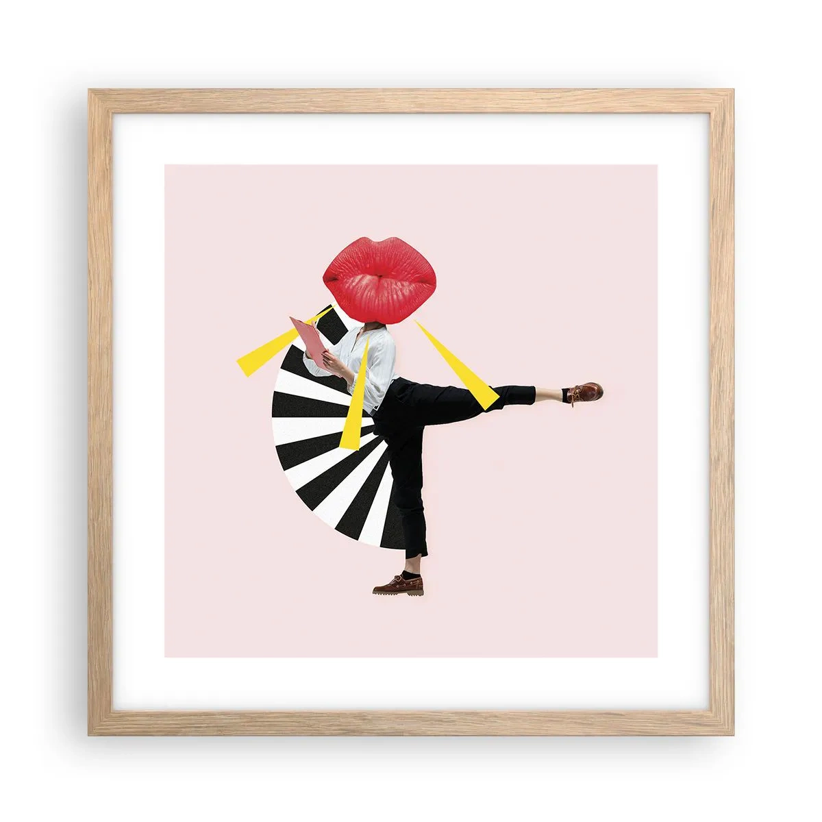 Een poster in een licht eiken lijst - Surrealistische pop-art - 40x40 cm