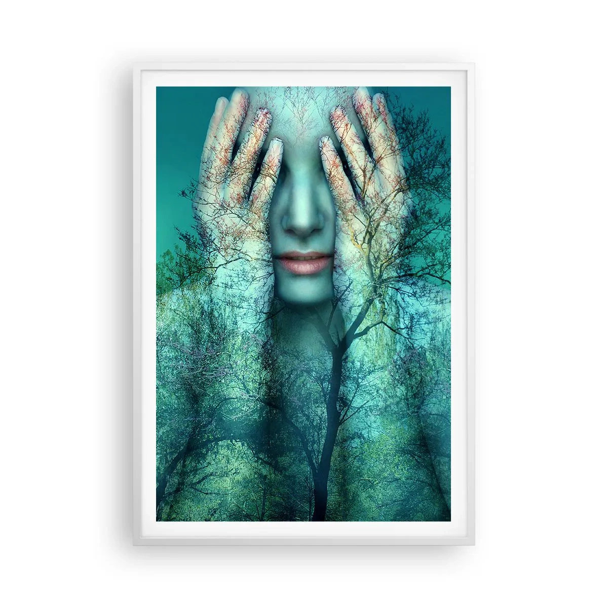 Poster in een witte lijst - Ondergedompeld in blauw - 70x100 cm