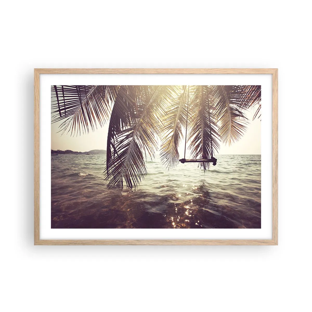 Een poster in een licht eiken lijst - Je kunt naar believen in de wolken slingeren - 70x50 cm