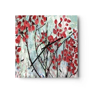 Wandklok - Klok - Boom in scharlaken - 30x30 cm