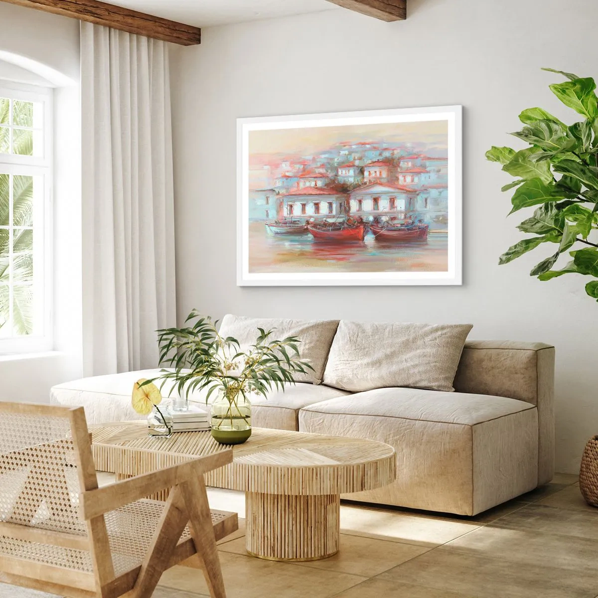 Poster in een witte lijst - Gelukkige stad - 100x70 cm