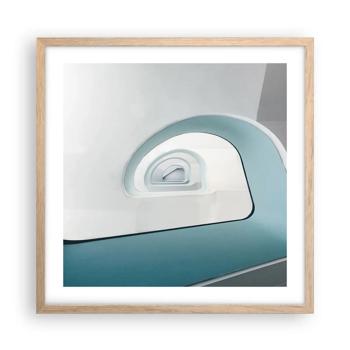 Een poster in een licht eiken lijst - Naar de bodem van de blauwe - 50x50 cm
