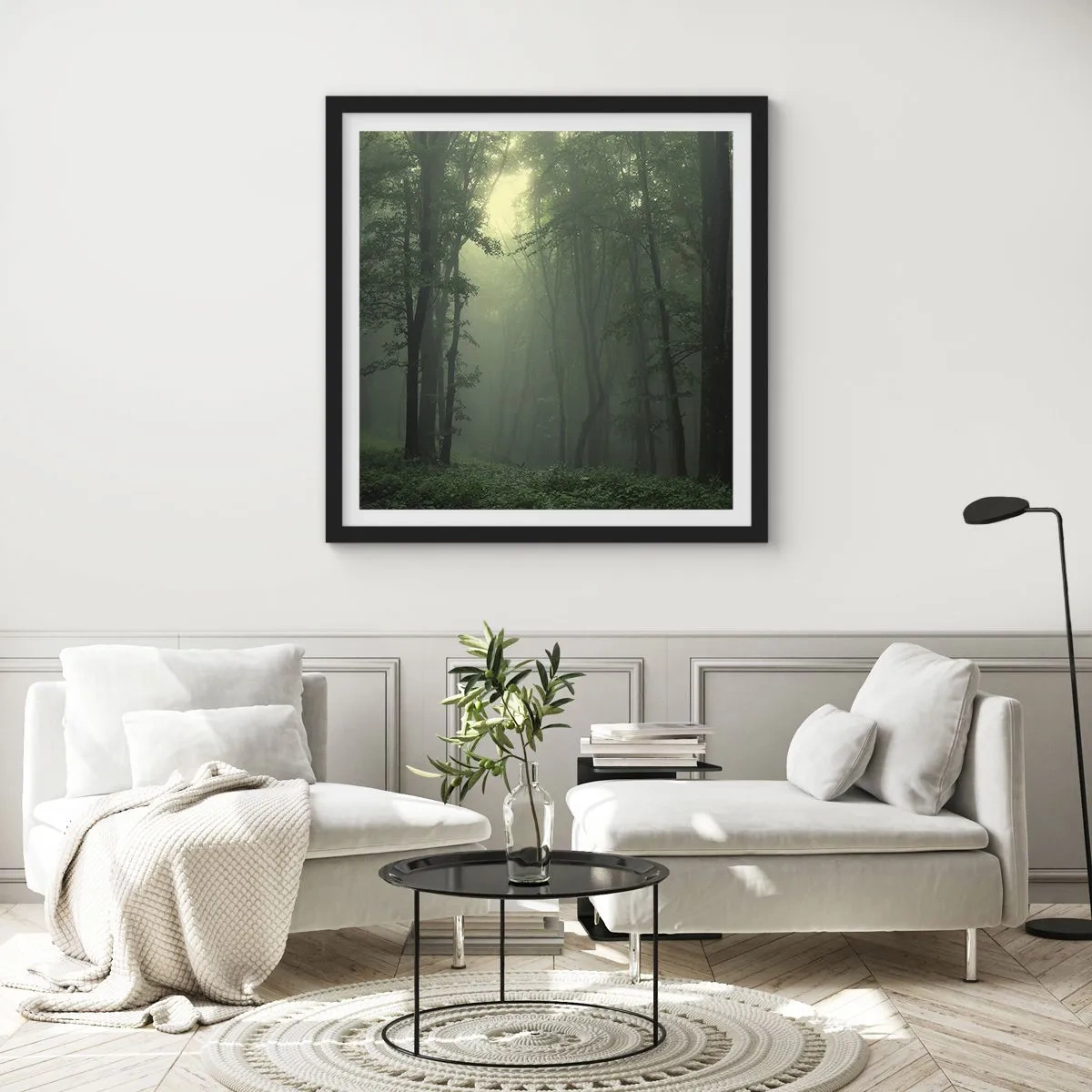 Poster in een zwarte lijst - Voordat hij wakker wordt - 60x60 cm