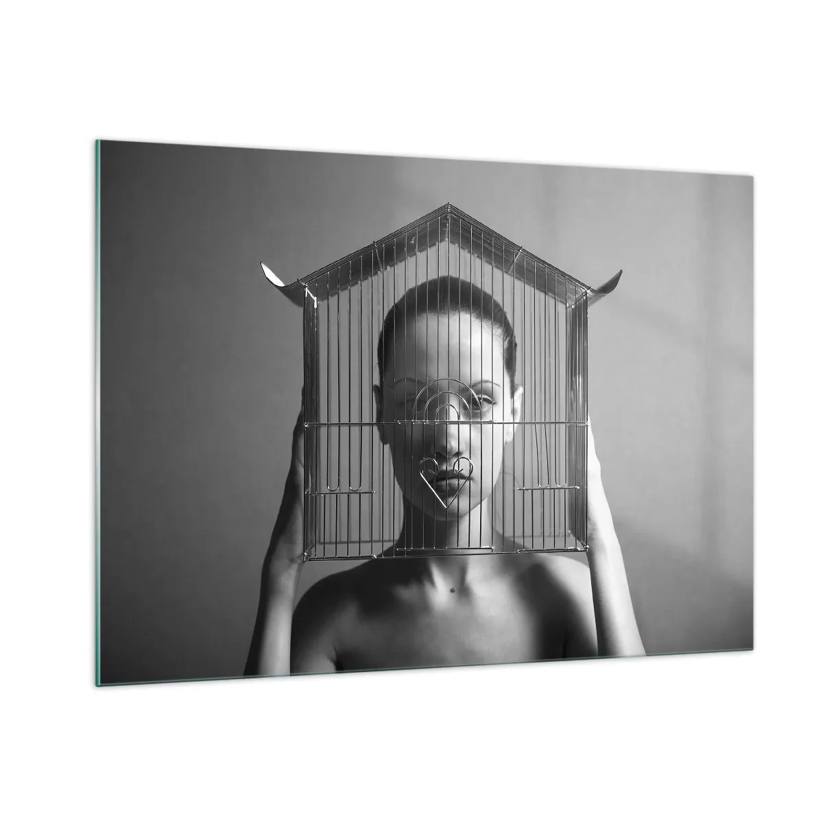 Schilderen op glas - Een ietwat surrealistisch portret - 100x70 cm