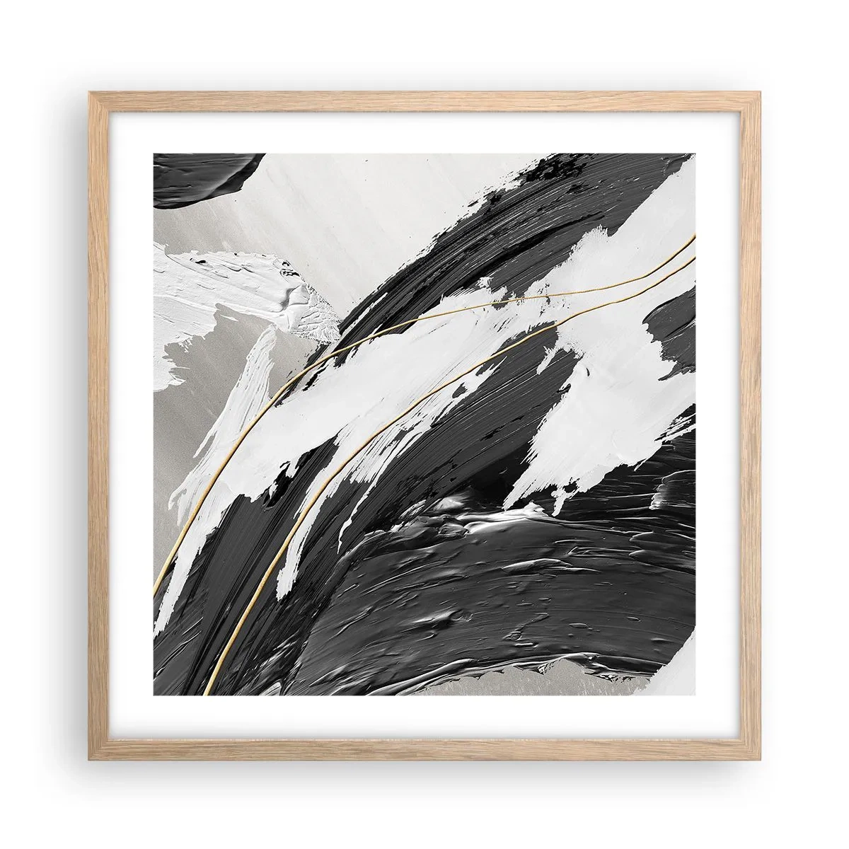 Een poster in een licht eiken lijst - Abstractie op grote schaal - 50x50 cm