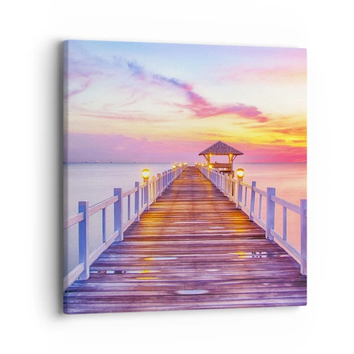 Schilderen op canvas - De lila-gouden stilte van de avond - 40x40 cm