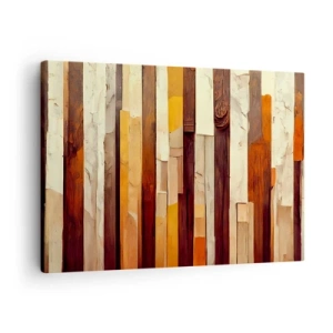 Schilderen op canvas - Geometrische compositie in tinten hout en goud - 70x50cm - Anthem van de bosbomen - Moderne wanddecoratie voor woonkamer en slaapkamer ARTTOR
