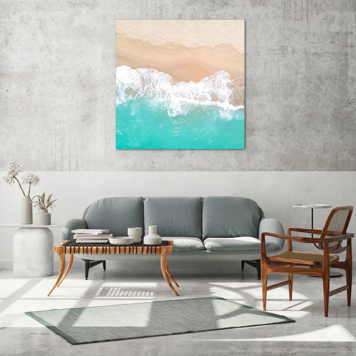 Schilderen op glas - Een strelende aanraking - 50x50 cm