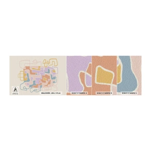 Fotobehang Monster Zelfklevend Deluxe Sticker - Labyrint – een vreugdevol avontuur - Minimalisme, Pastel, Lijnen - 100x30 cm