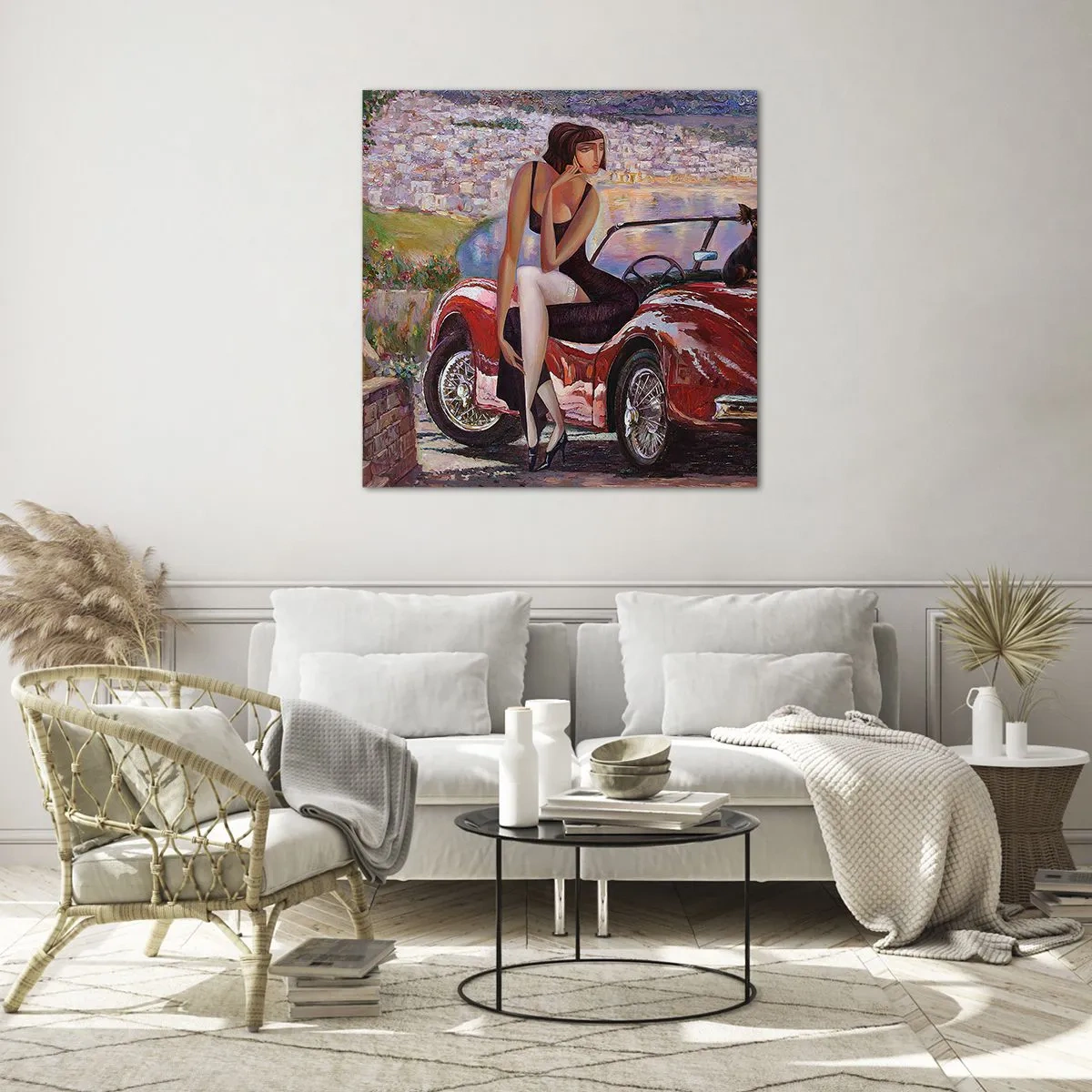 Schilderen op glas - Zomer? Alleen aan de Rivièra - 70x70 cm