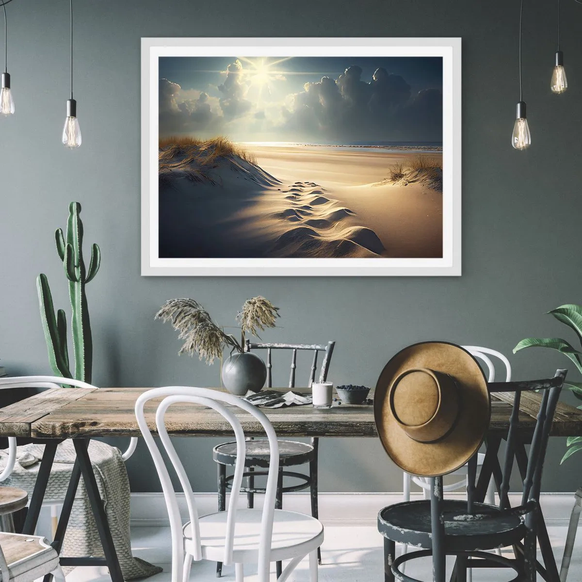 Poster in een witte lijst - Een rustgevend landschap - 100x70 cm