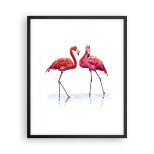 Poster in een zwarte lijst - Roze randez-vous - 40x50 cm