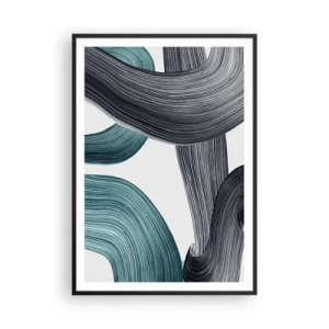 Poster in een zwarte lijst - Smaragdgroene en zwarte paden - 70x100 cm