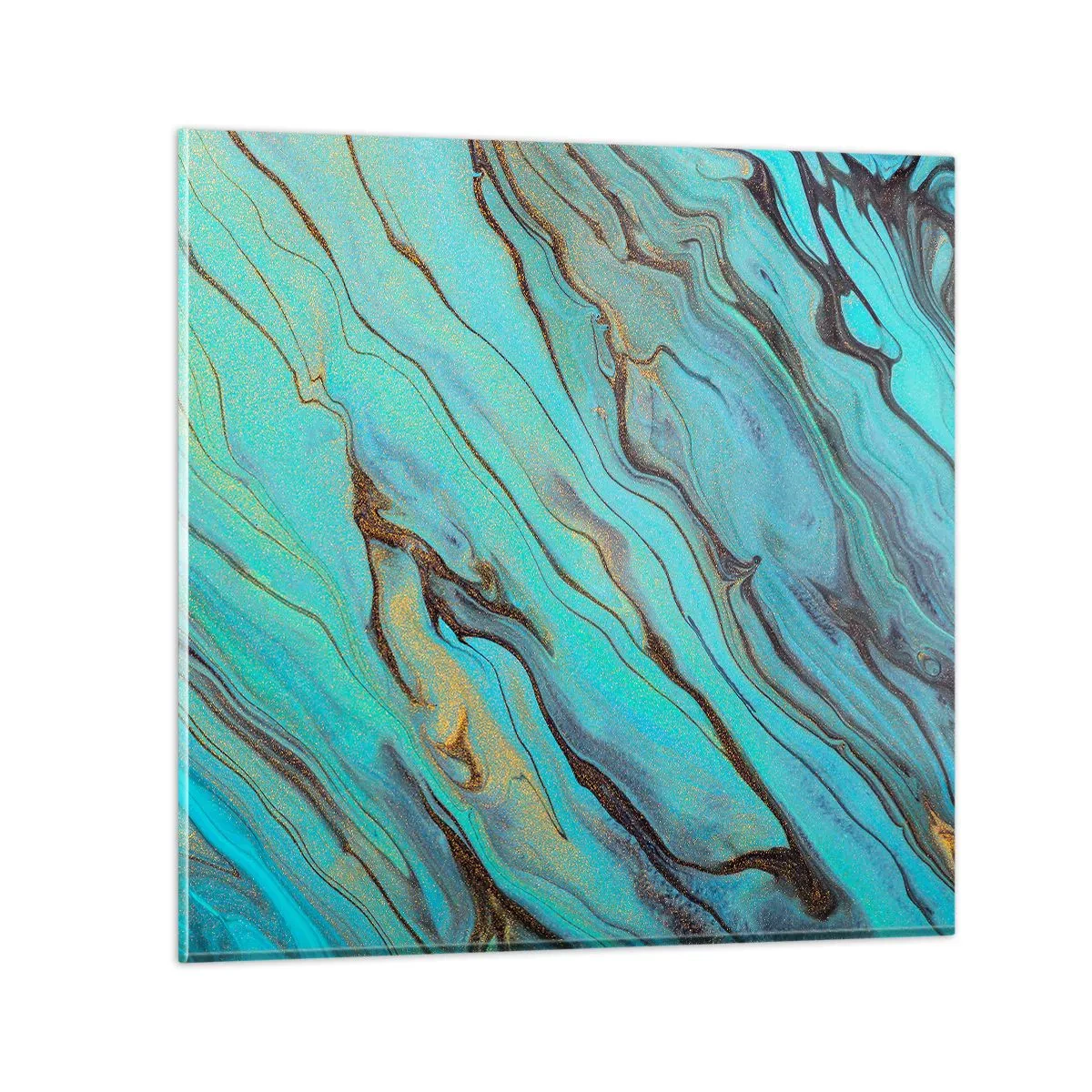 Schilderen op glas - Turquoise vloed - 40x40 cm