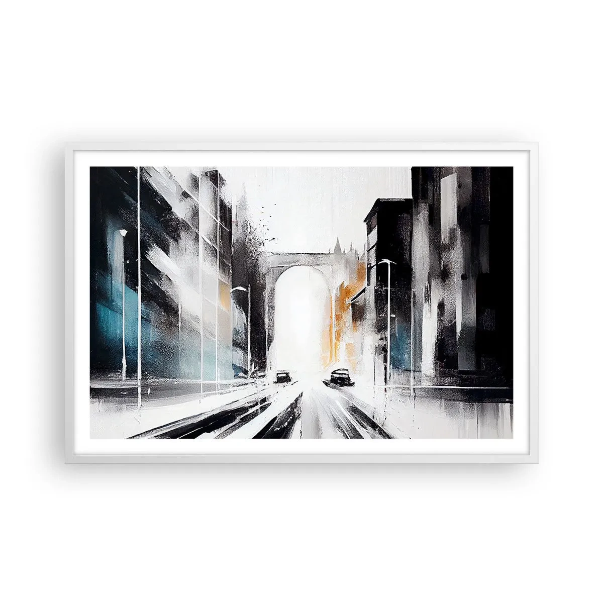 Poster in een witte lijst - Stadsstudie: architectuur en beweging - 91x61 cm