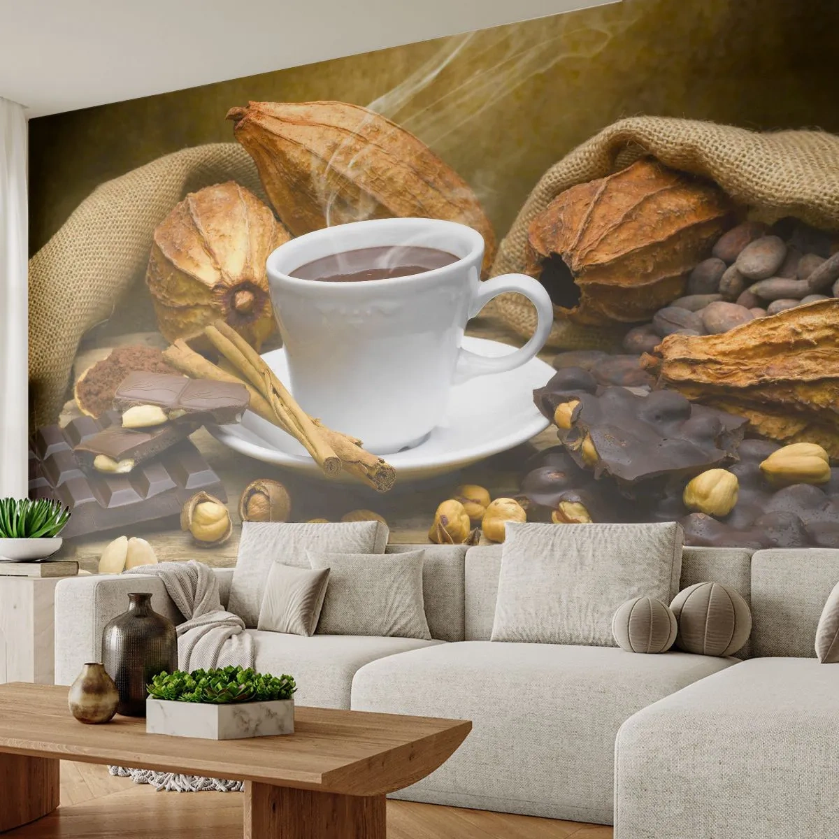 Fotobehang Premium Sand - Voor sensatiezoekers - Gastronomie, Chocolade, Koffie - 500x350 cm