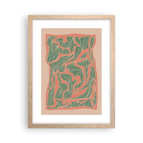 Een poster in een licht eiken lijst - De strijd tussen koraal en groen - 30x40 cm