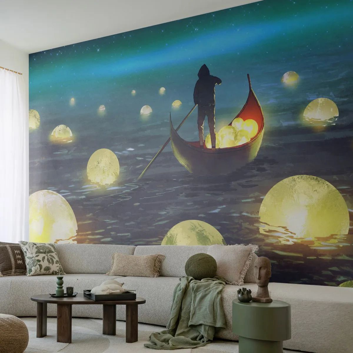 Fotobehang Premium Canvas - Dingen waar filosofen nooit van hebben gedroomd - Abstractie, Fantasie, Boot - 450x315 cm