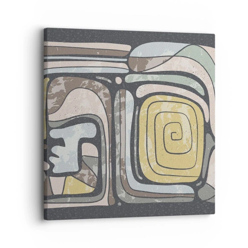 Schilderen op canvas - Abstractie in de precolumbiaanse geest - 30x30 cm