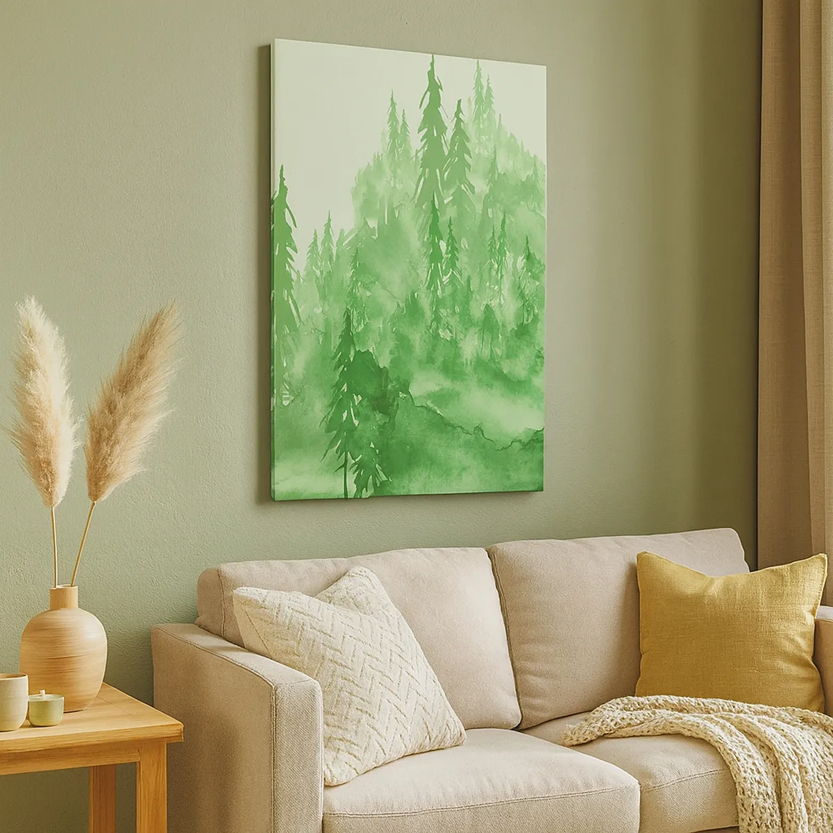 Schilderen op canvas - Wazig met groene mist - 50x70 cm