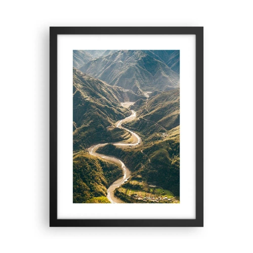 Poster in een zwarte lijst - Recht uit het hart van de bergen - 30x40 cm